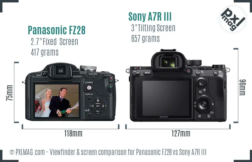 Panasonic FZ28 vs Sony A7R III Screen and Viewfinder comparison Panasonic FZ28 vs Sony A7R III Screen and Viewfinder comparison