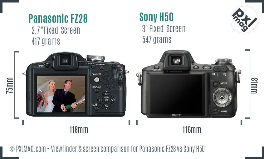 Panasonic FZ28 vs Sony H50 Screen and Viewfinder comparison Panasonic FZ28 vs Sony H50 Screen and Viewfinder comparison