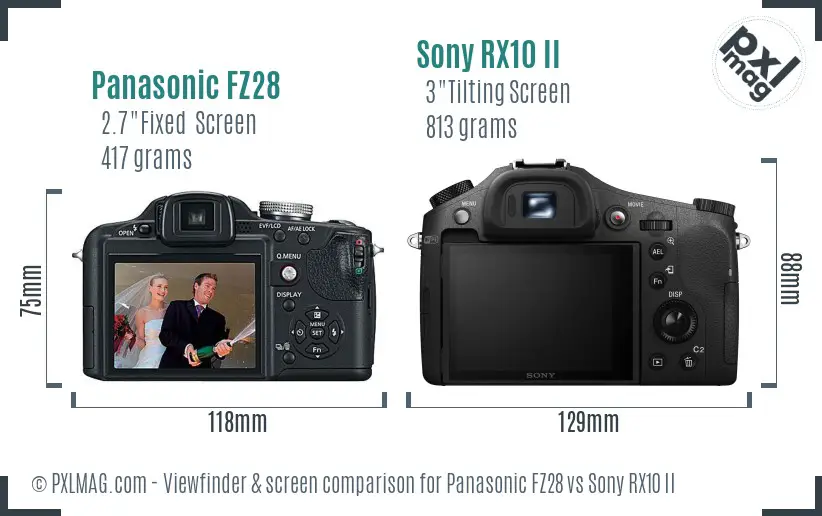 Panasonic FZ28 vs Sony RX10 II Screen and Viewfinder comparison Panasonic FZ28 vs Sony RX10 II Screen and Viewfinder comparison