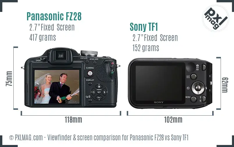 Panasonic FZ28 vs Sony TF1 Screen and Viewfinder comparison