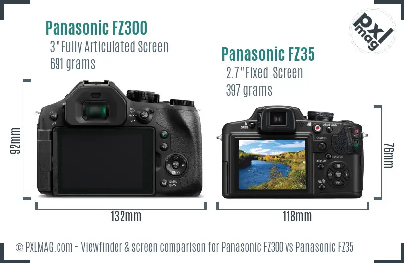 Panasonic FZ300 vs Panasonic FZ35 Screen and Viewfinder comparison