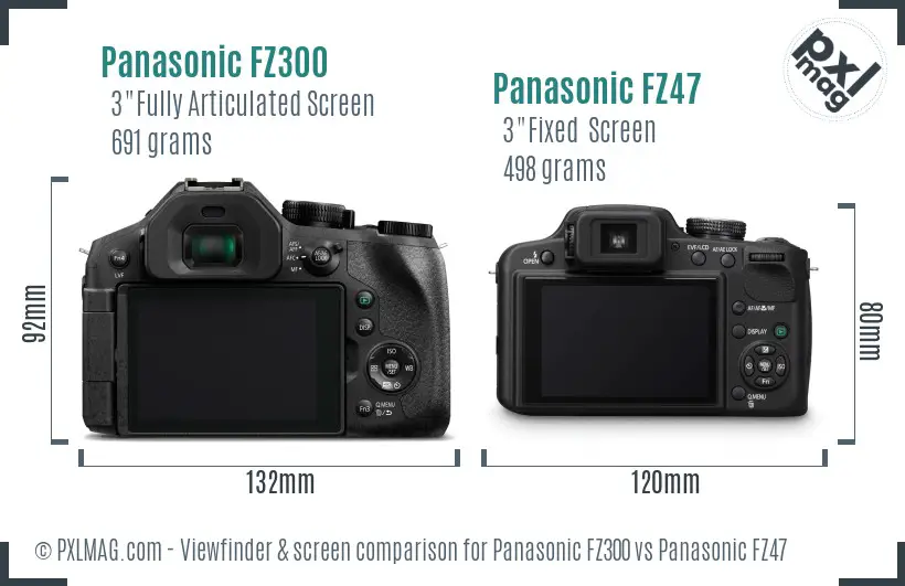 Panasonic FZ300 vs Panasonic FZ47 Screen and Viewfinder comparison