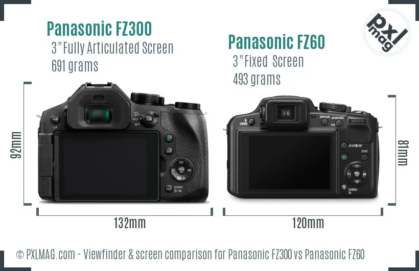 Panasonic FZ300 vs Panasonic FZ60 Screen and Viewfinder comparison