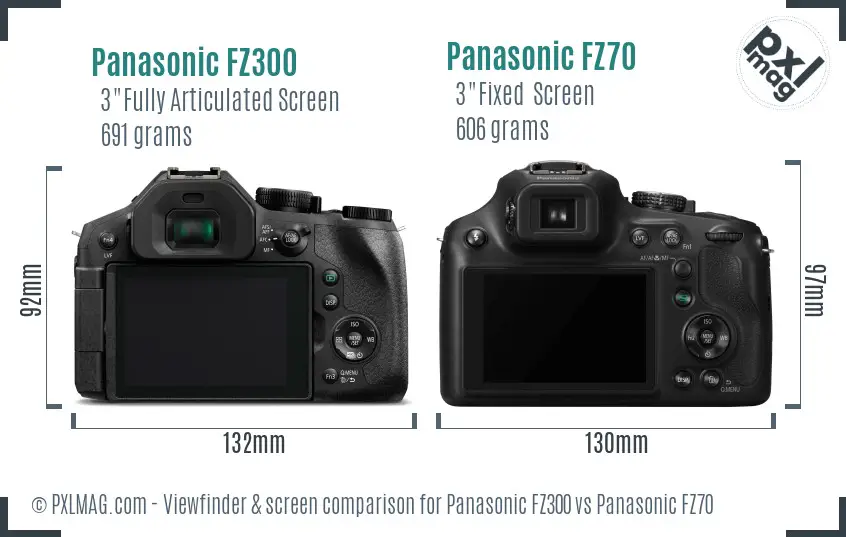 Panasonic FZ300 vs Panasonic FZ70 Screen and Viewfinder comparison