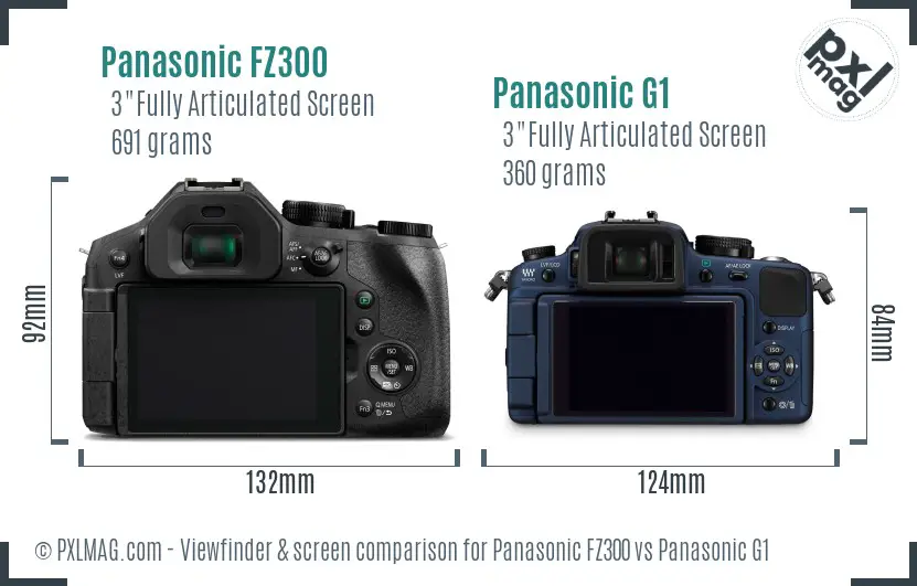 Panasonic FZ300 vs Panasonic G1 Screen and Viewfinder comparison