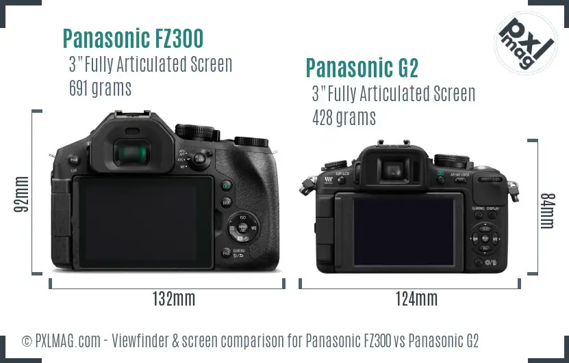 Panasonic FZ300 vs Panasonic G2 Screen and Viewfinder comparison