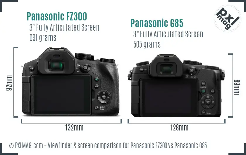 Panasonic FZ300 vs Panasonic G85 Screen and Viewfinder comparison