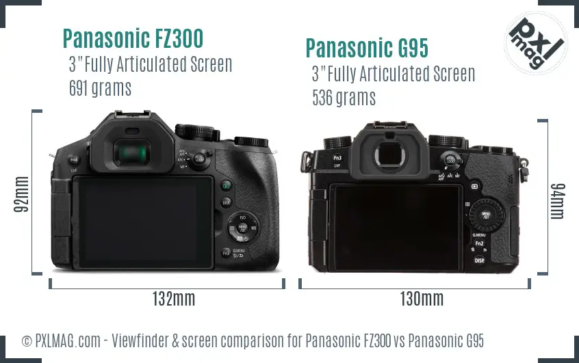 Panasonic FZ300 vs Panasonic G95 Screen and Viewfinder comparison