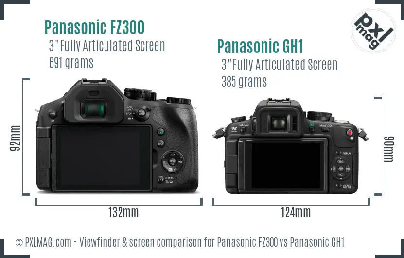 Panasonic FZ300 vs Panasonic GH1 Screen and Viewfinder comparison