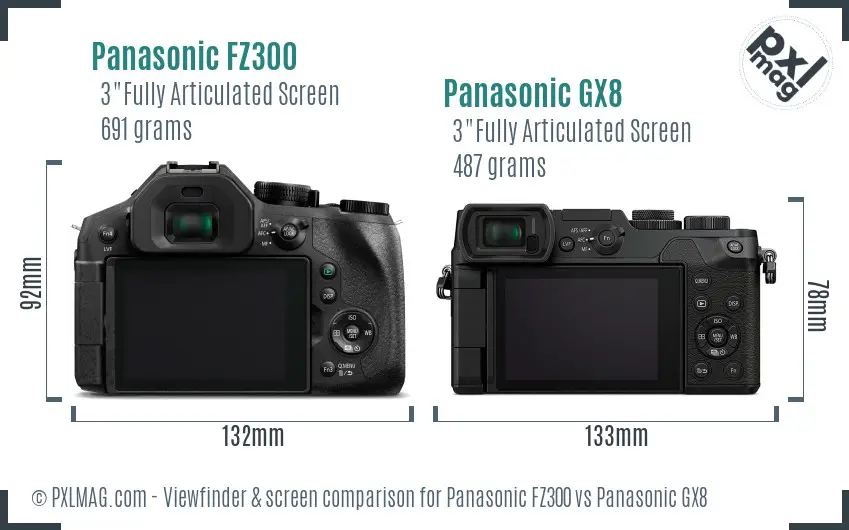 Panasonic FZ300 vs Panasonic GX8 Screen and Viewfinder comparison