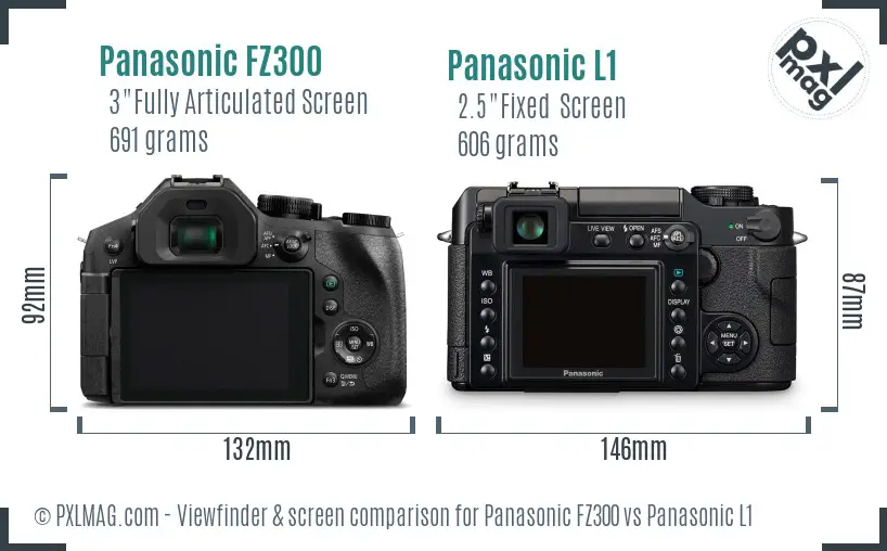 Panasonic FZ300 vs Panasonic L1 Screen and Viewfinder comparison