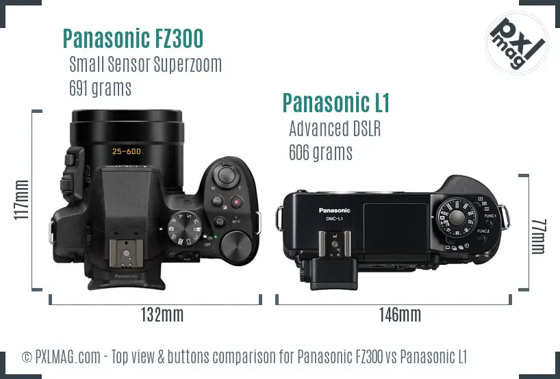 Panasonic FZ300 vs Panasonic L1 top view buttons comparison