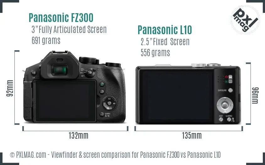 Panasonic FZ300 vs Panasonic L10 Screen and Viewfinder comparison