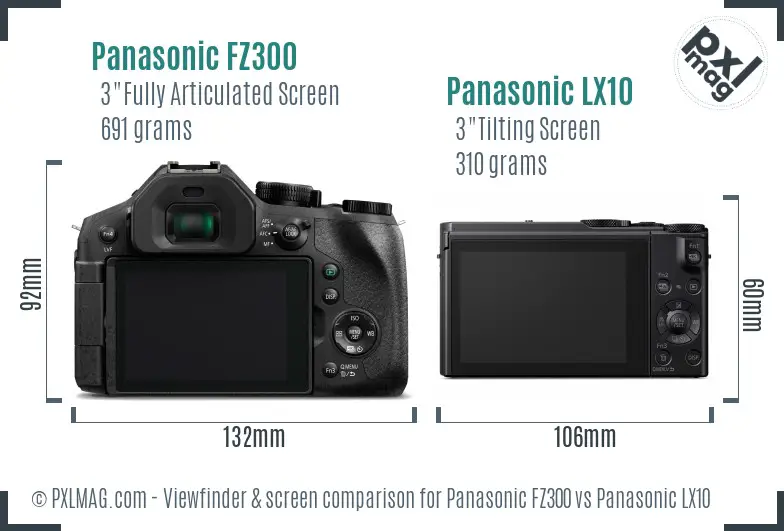 Panasonic FZ300 vs Panasonic LX10 Screen and Viewfinder comparison