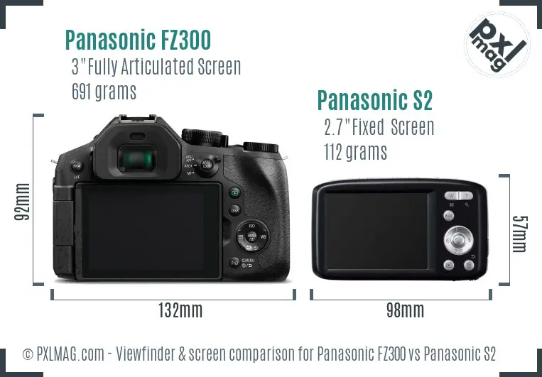 Panasonic FZ300 vs Panasonic S2 Screen and Viewfinder comparison