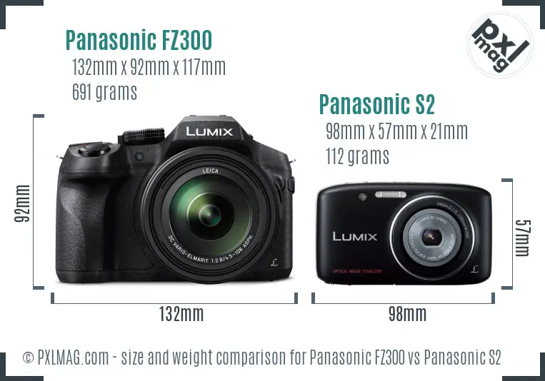 Panasonic FZ300 vs Panasonic S2 size comparison