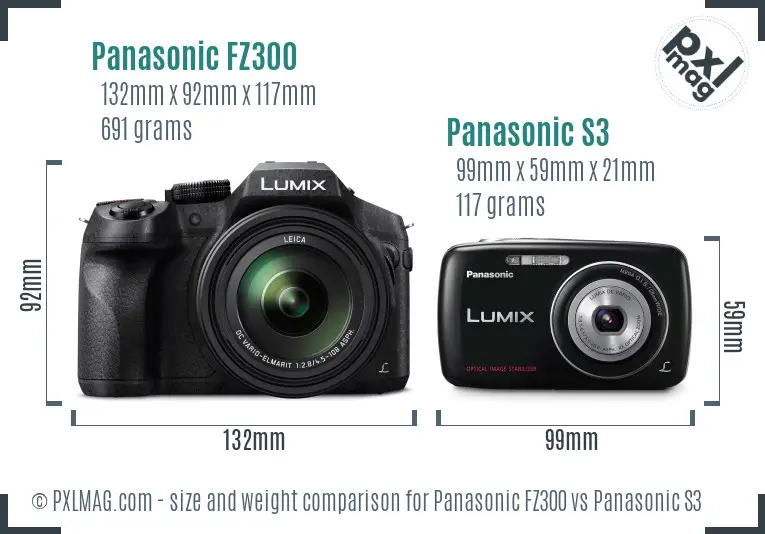 Panasonic FZ300 vs Panasonic S3 size comparison