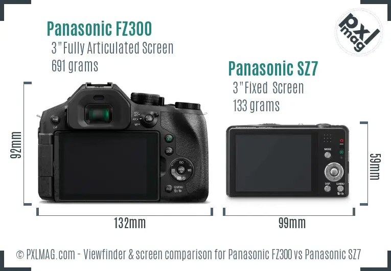 Panasonic FZ300 vs Panasonic SZ7 Screen and Viewfinder comparison