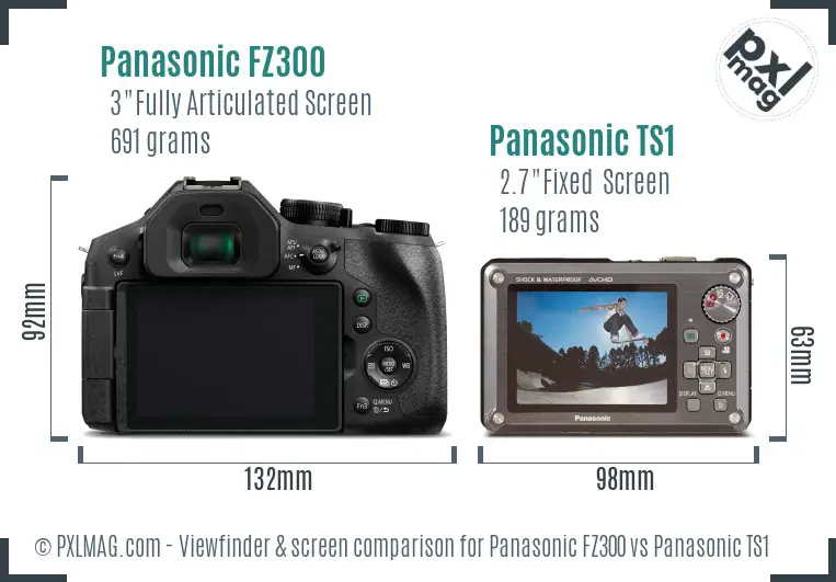 Panasonic FZ300 vs Panasonic TS1 Screen and Viewfinder comparison