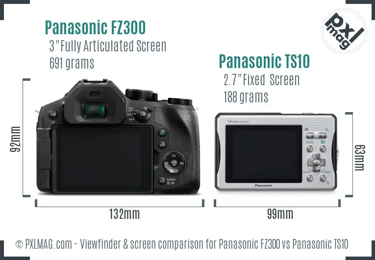 Panasonic FZ300 vs Panasonic TS10 Screen and Viewfinder comparison
