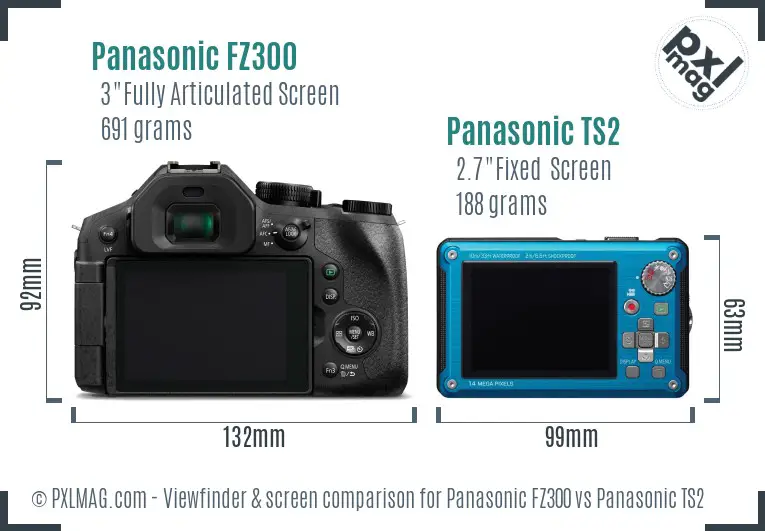 Panasonic FZ300 vs Panasonic TS2 Screen and Viewfinder comparison