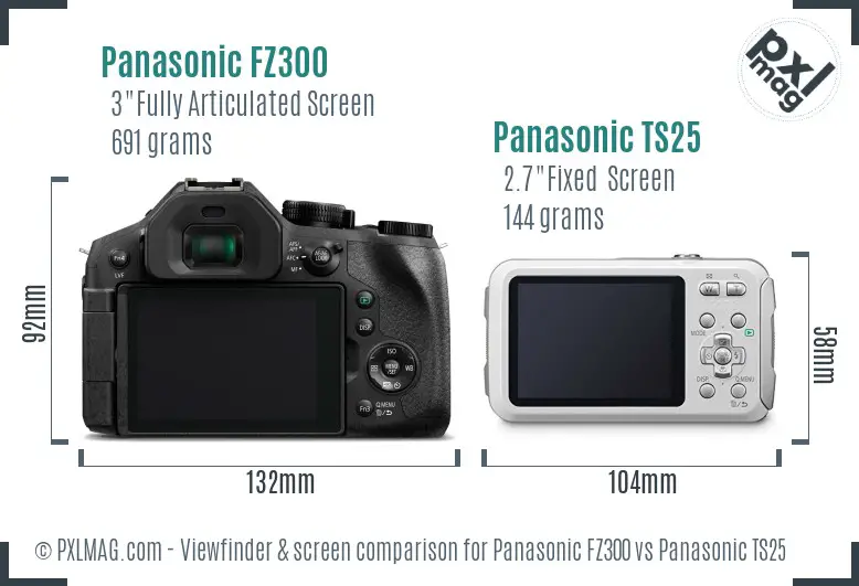 Panasonic FZ300 vs Panasonic TS25 Screen and Viewfinder comparison