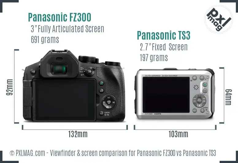 Panasonic FZ300 vs Panasonic TS3 Screen and Viewfinder comparison