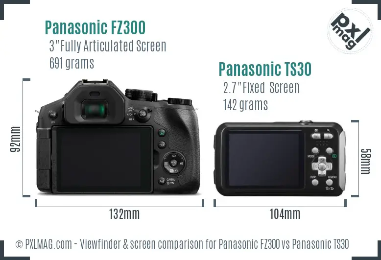 Panasonic FZ300 vs Panasonic TS30 Screen and Viewfinder comparison