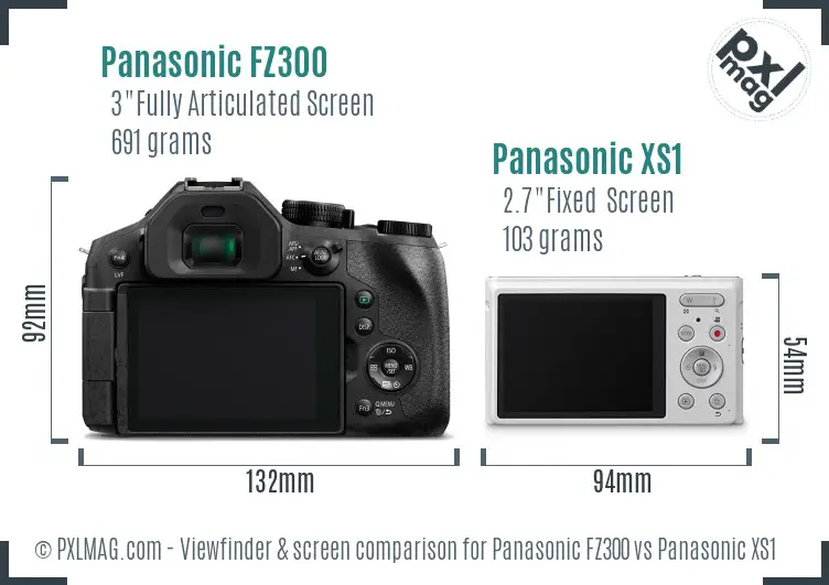 Panasonic FZ300 vs Panasonic XS1 Screen and Viewfinder comparison