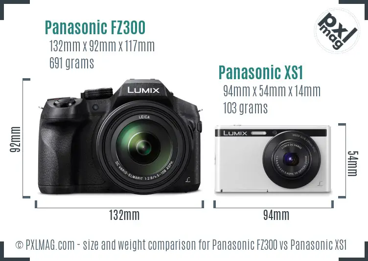 Panasonic FZ300 vs Panasonic XS1 size comparison