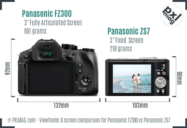 Panasonic FZ300 vs Panasonic ZS7 Screen and Viewfinder comparison