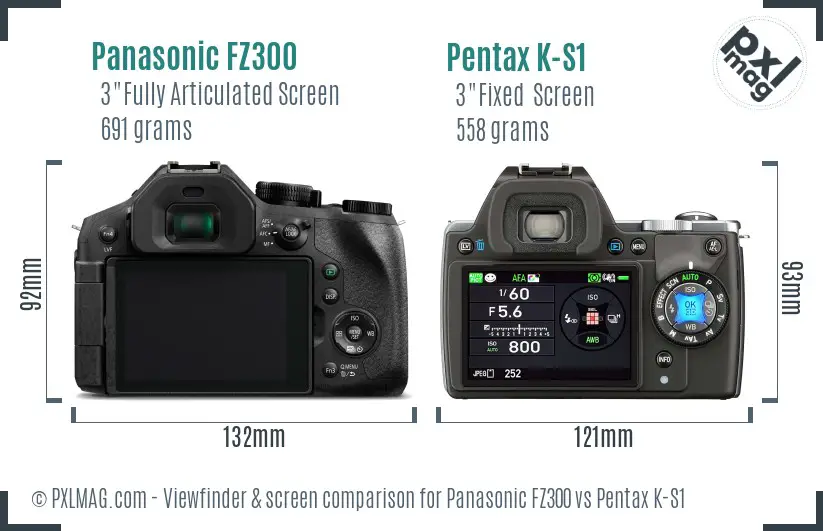 Panasonic FZ300 vs Pentax K-S1 Screen and Viewfinder comparison