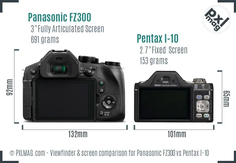 Panasonic FZ300 vs Pentax I-10 Screen and Viewfinder comparison
