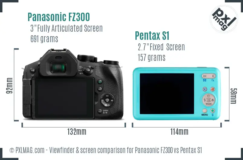 Panasonic FZ300 vs Pentax S1 Screen and Viewfinder comparison