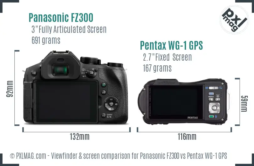 Panasonic FZ300 vs Pentax WG-1 GPS Screen and Viewfinder comparison