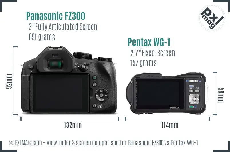 Panasonic FZ300 vs Pentax WG-1 Screen and Viewfinder comparison
