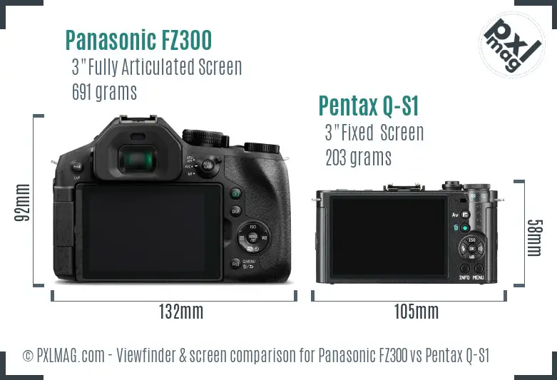 Panasonic FZ300 vs Pentax Q-S1 Screen and Viewfinder comparison