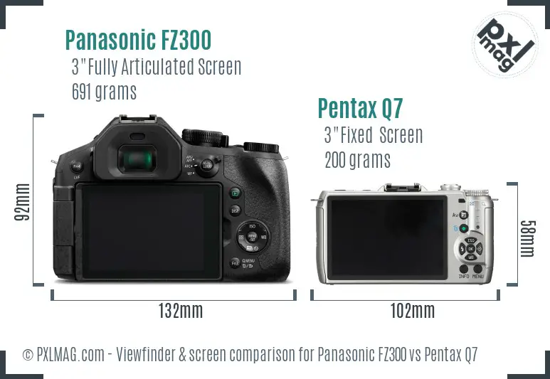 Panasonic FZ300 vs Pentax Q7 Screen and Viewfinder comparison