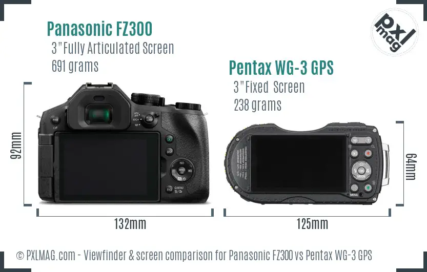 Panasonic FZ300 vs Pentax WG-3 GPS Screen and Viewfinder comparison Panasonic FZ300 vs Pentax WG-3 GPS Screen and Viewfinder comparison