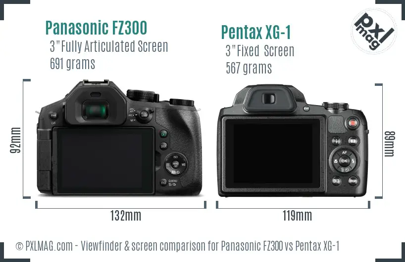 Panasonic FZ300 vs Pentax XG-1 Screen and Viewfinder comparison