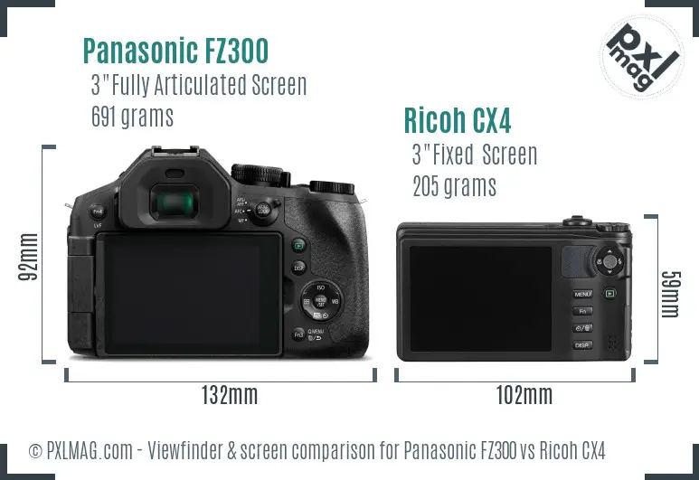 Panasonic FZ300 vs Ricoh CX4 Screen and Viewfinder comparison Panasonic FZ300 vs Ricoh CX4 Screen and Viewfinder comparison