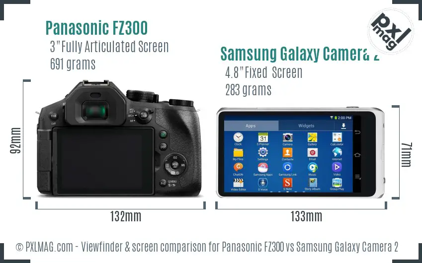 Panasonic FZ300 vs Samsung Galaxy Camera 2 Screen and Viewfinder comparison