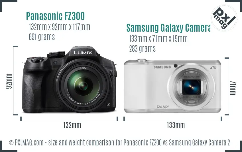 Panasonic FZ300 vs Samsung Galaxy Camera 2 size comparison