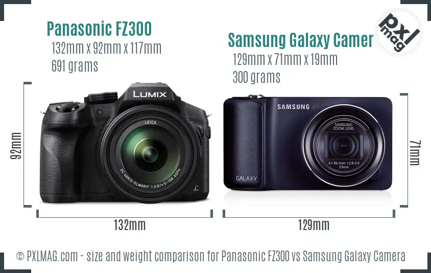 Panasonic FZ300 vs Samsung Galaxy Camera size comparison