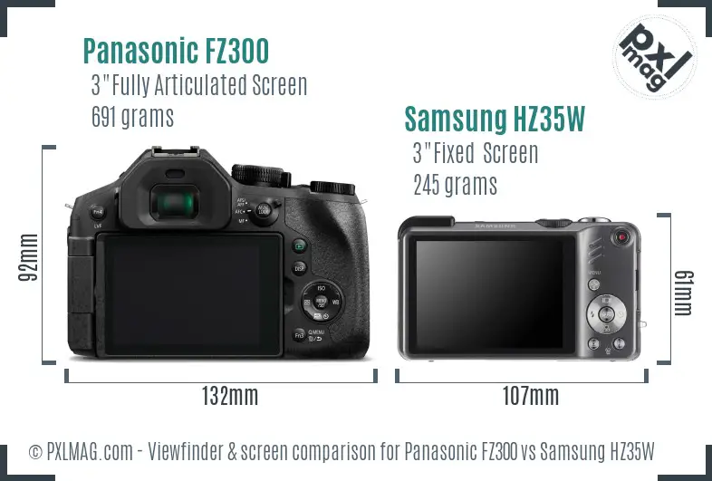 Panasonic FZ300 vs Samsung HZ35W Screen and Viewfinder comparison Panasonic FZ300 vs Samsung HZ35W Screen and Viewfinder comparison