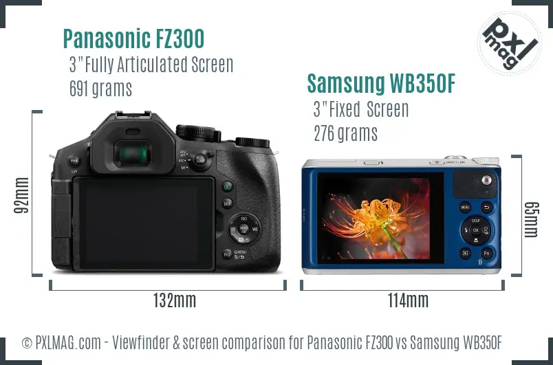 Panasonic FZ300 vs Samsung WB350F Screen and Viewfinder comparison Panasonic FZ300 vs Samsung WB350F Screen and Viewfinder comparison