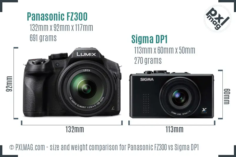 Panasonic FZ300 vs Sigma DP1 size comparison