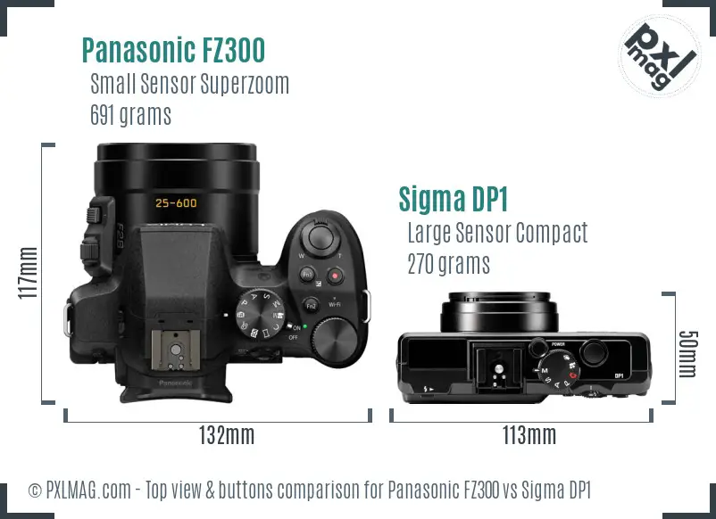 Panasonic FZ300 vs Sigma DP1 top view buttons comparison