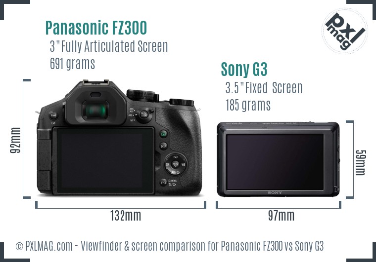 Panasonic FZ300 vs Sony G3 Screen and Viewfinder comparison