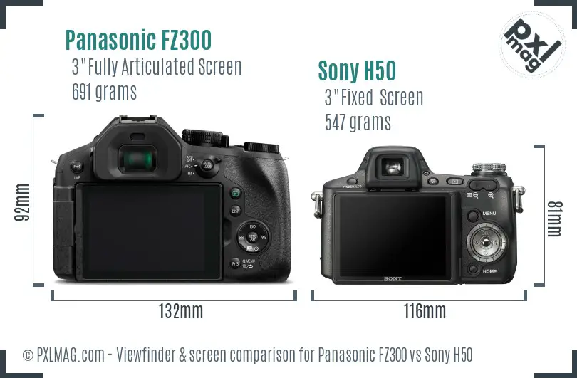 Panasonic FZ300 vs Sony H50 Screen and Viewfinder comparison